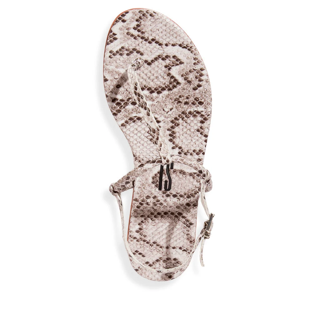Rasteira Couro Animal Print Bico Redondo - vista 3 de 4