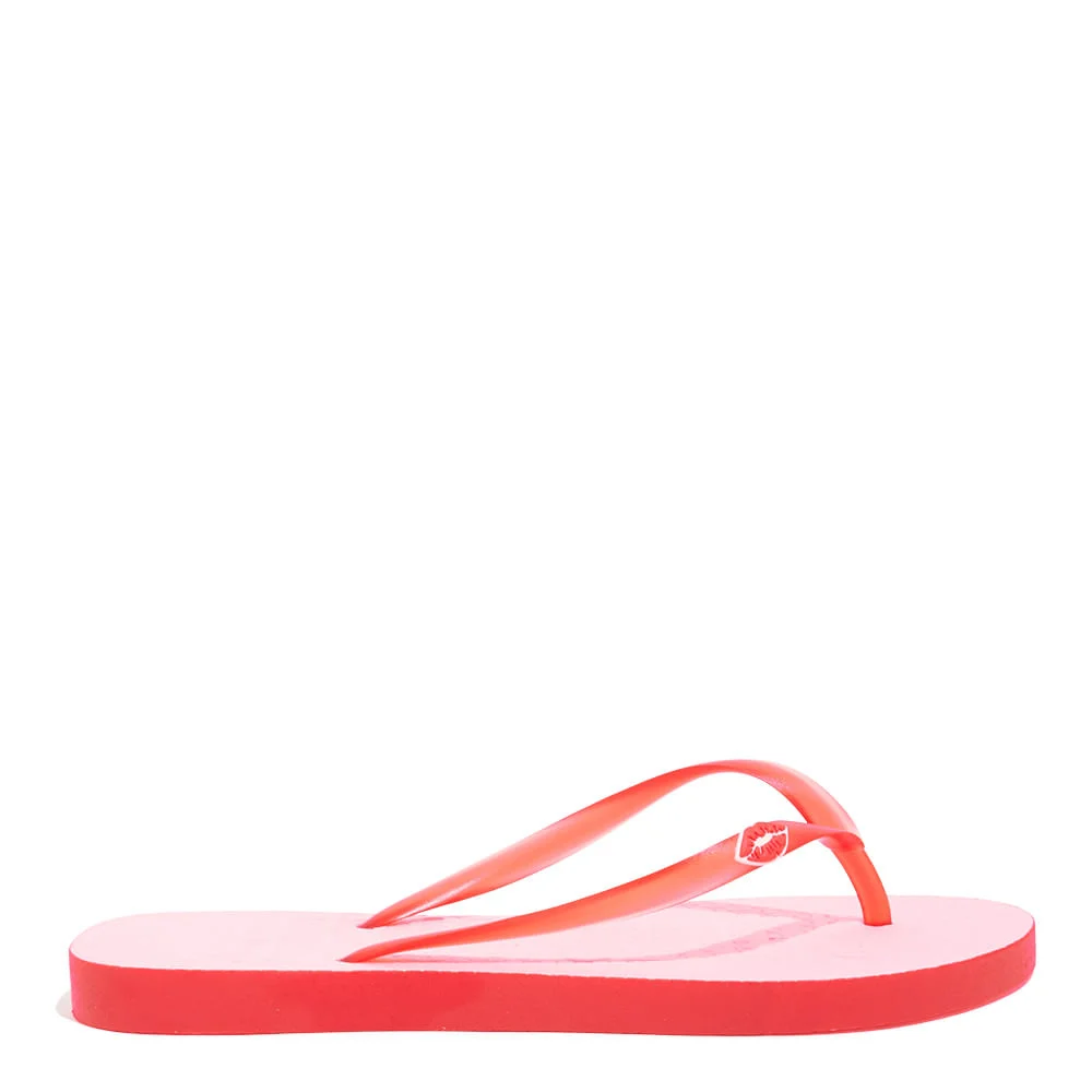 Kit Chinelo Flip Flop Rosa E Necessaire Estampa Beijo - vista 3 de 5