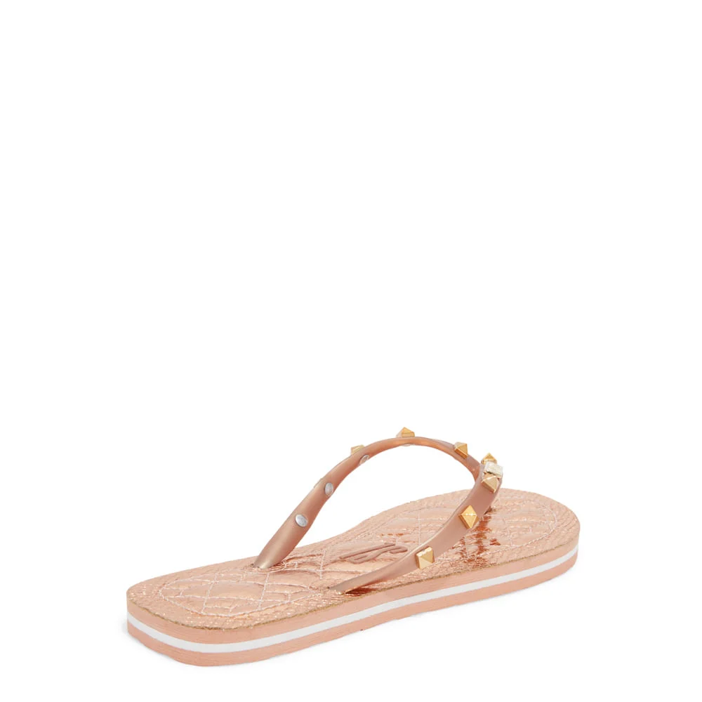 Chinelo Flip Flop Matelassê Tiras Spikes Bege - vista 4 de 4