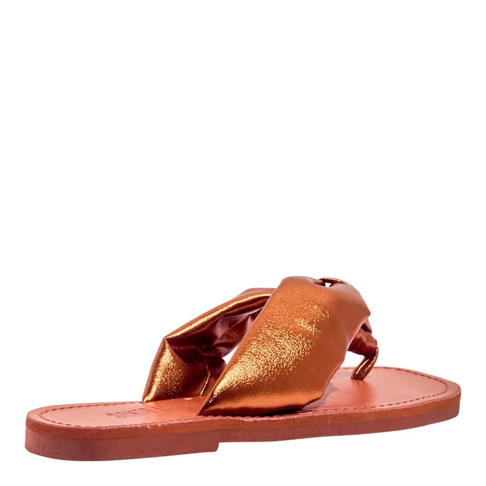 Rasteira Puff Metalizada Ecoform Crinkle Bronze - vista 3 de 4