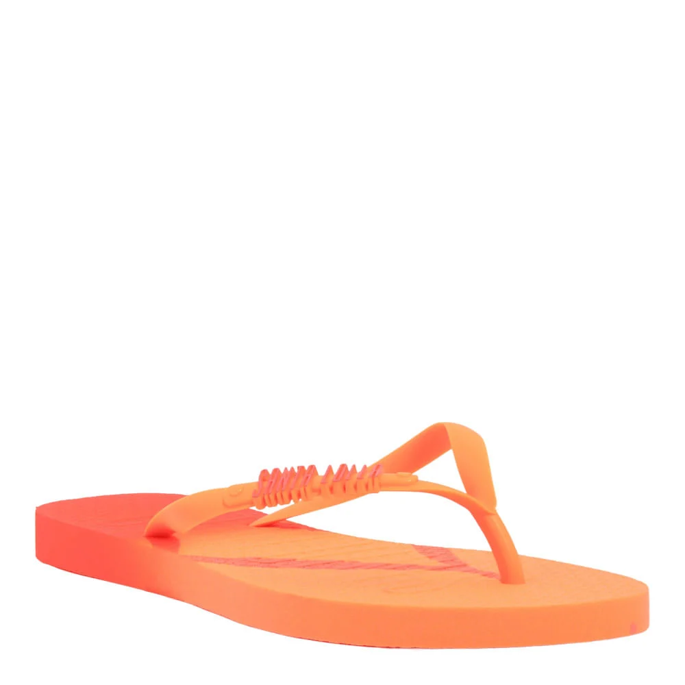 Kit Chinelo Flip Flop Borracha Laranja Neon E Necessaire Estampada. - vista 3 de 6