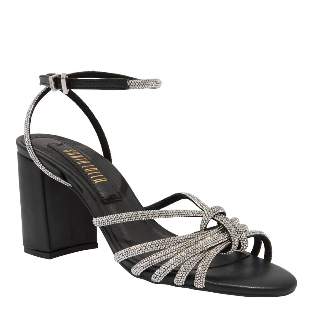 Sandalia Napa Soft Preta Salto Bloco - vista 2 de 3