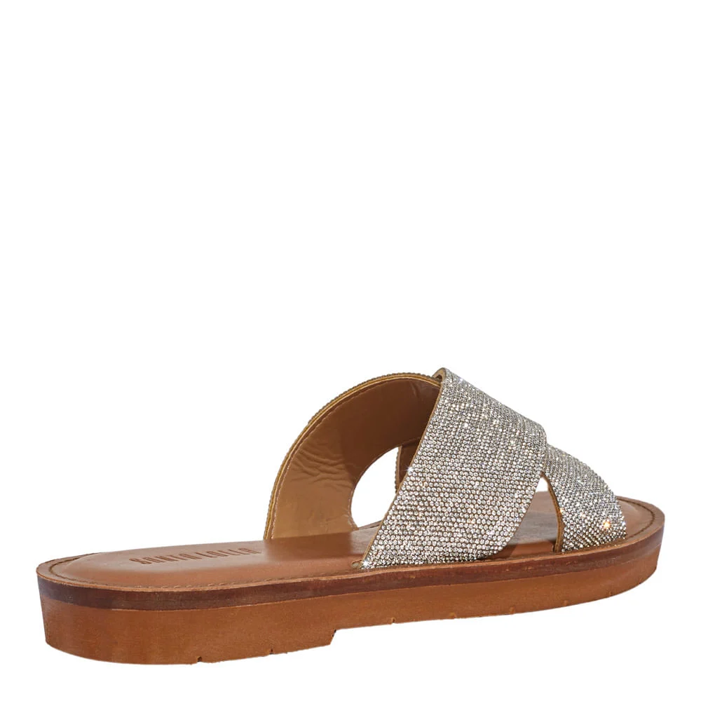 Rasteira Cruzada Shiny Strass Prata - vista 4 de 4