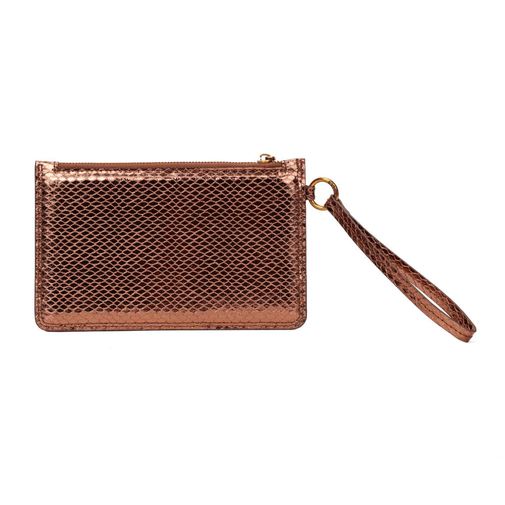 Clutch Bronze Metalizado Cobra Alça De Mão - vista 4 de 7