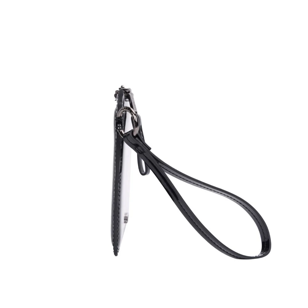 Clutch Pequena Verniz Preta Alça De Mão - vista 4 de 8