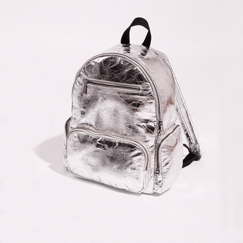 Mochila Prata Metalizada Crinkle - vista 2 de 9