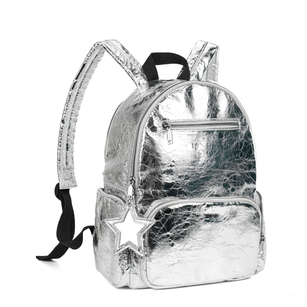Mochila Prata Metalizada Crinkle - vista 4 de 9
