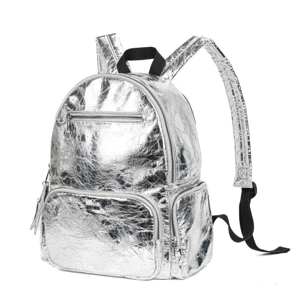 Mochila Prata Metalizada Crinkle - vista 5 de 9