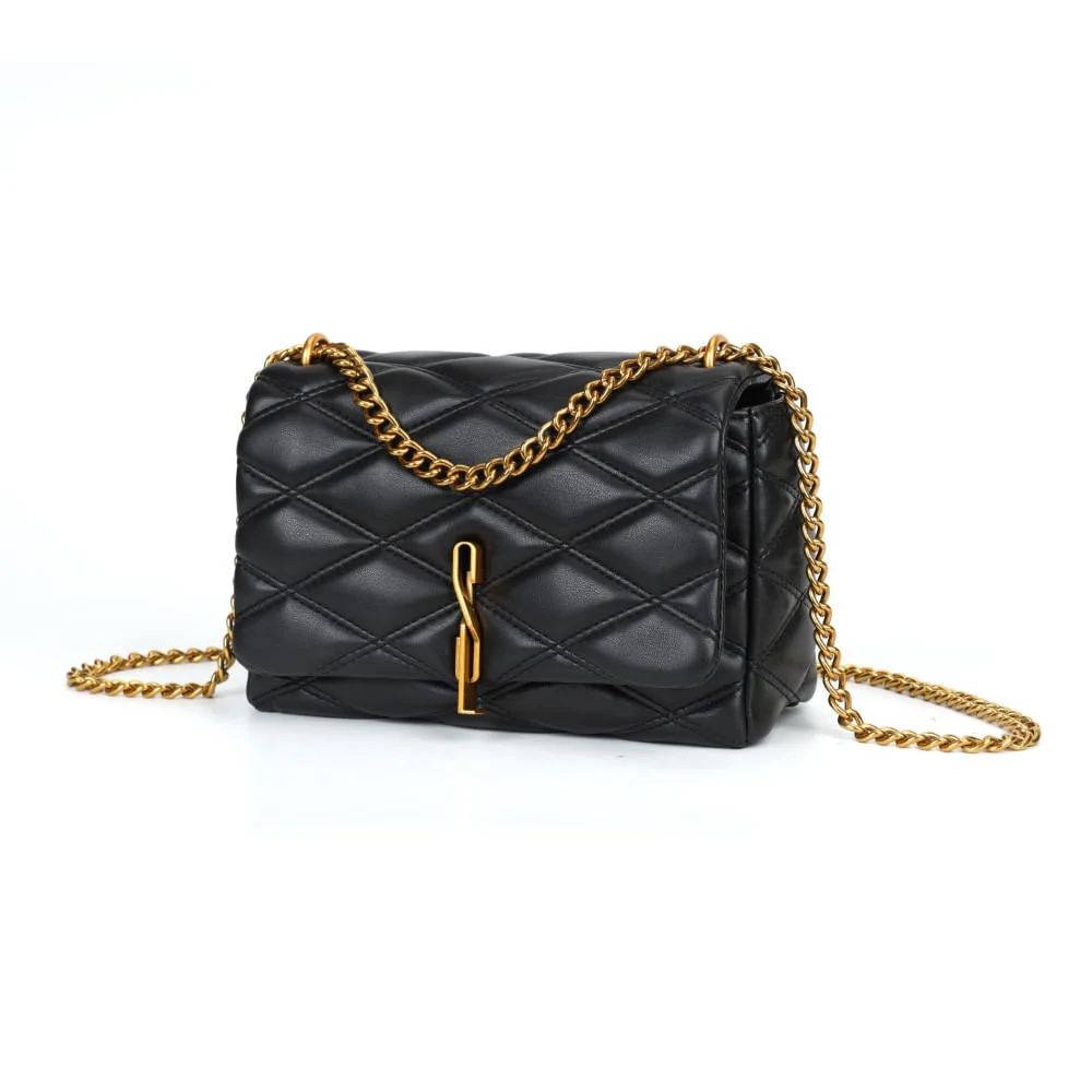 Bolsa Soft Preta Alça Corrente Transversal - vista 2 de 6