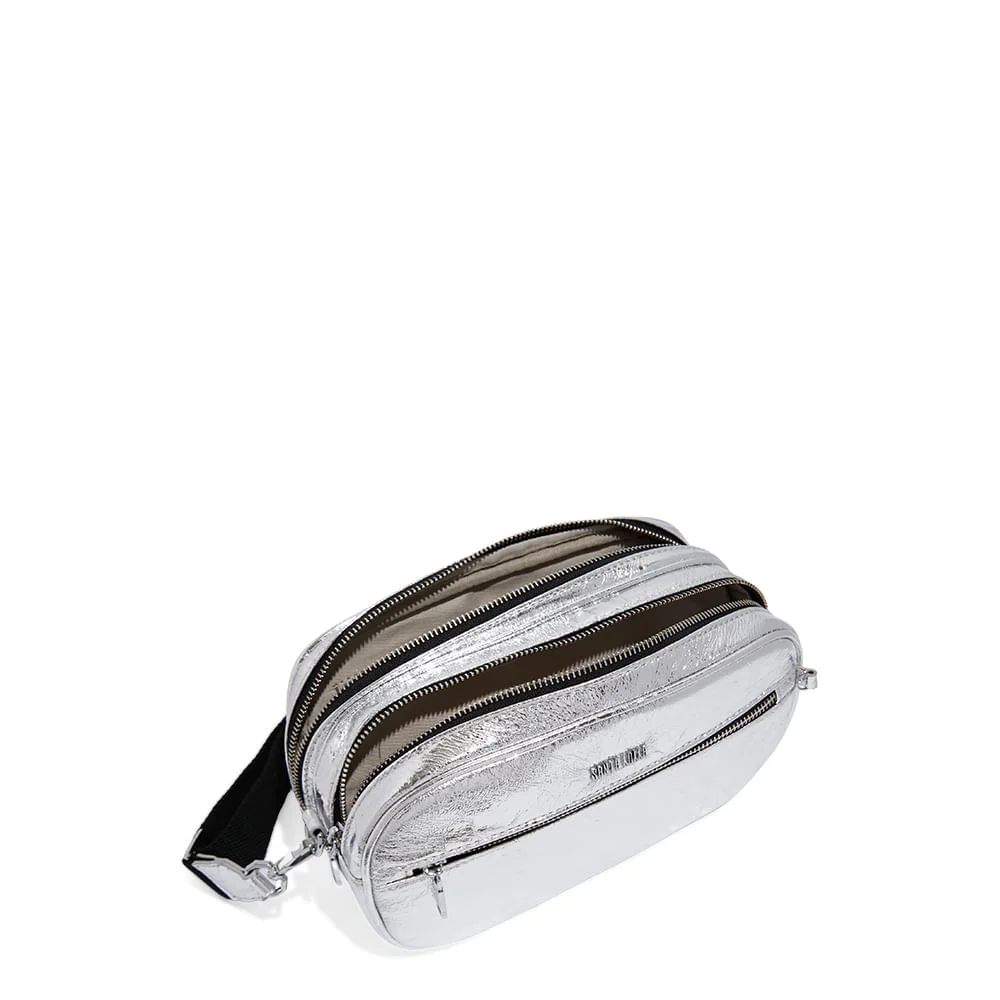 Bolsa Pochete Metalizada Crinkle Prata - vista 4 de 5