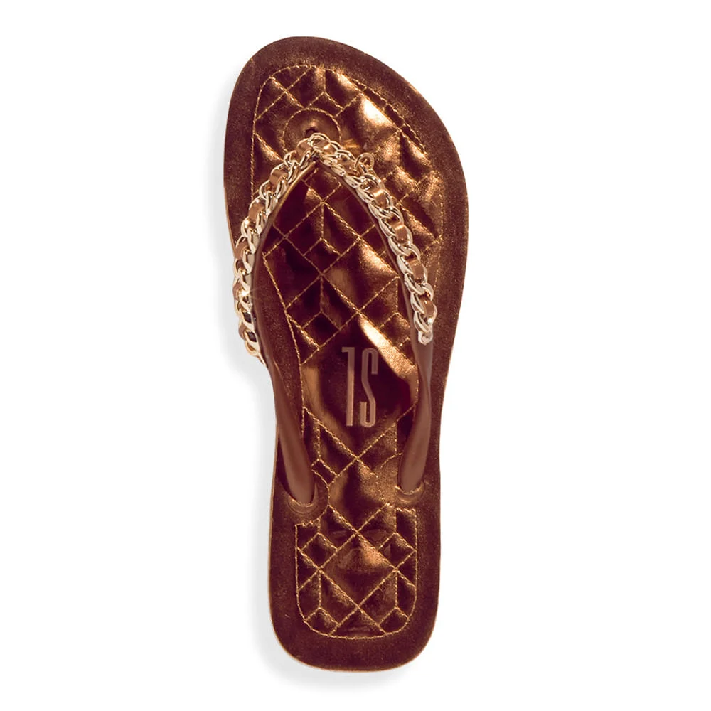 Chinelo Flip Flop Napa Metalizado Corrente Bronze - vista 4 de 4