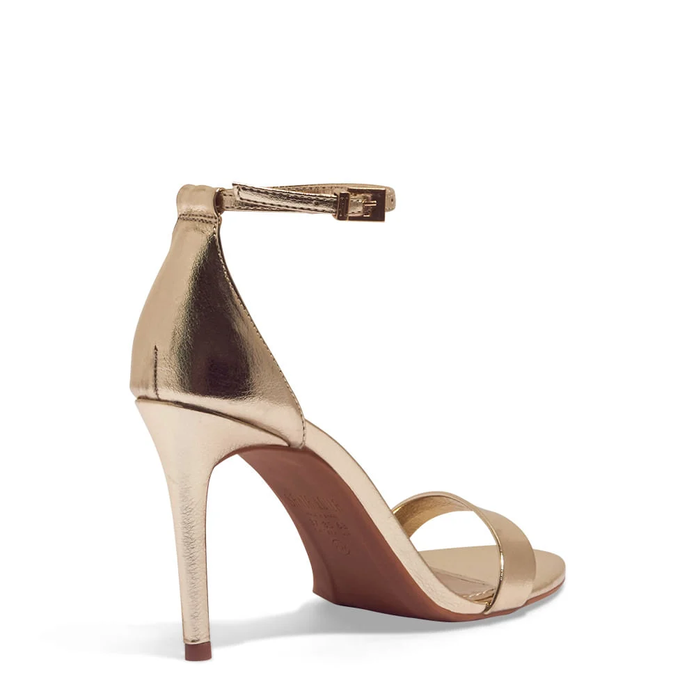 Sandalia Napa Soft Dourada Salto Alto - vista 3 de 4