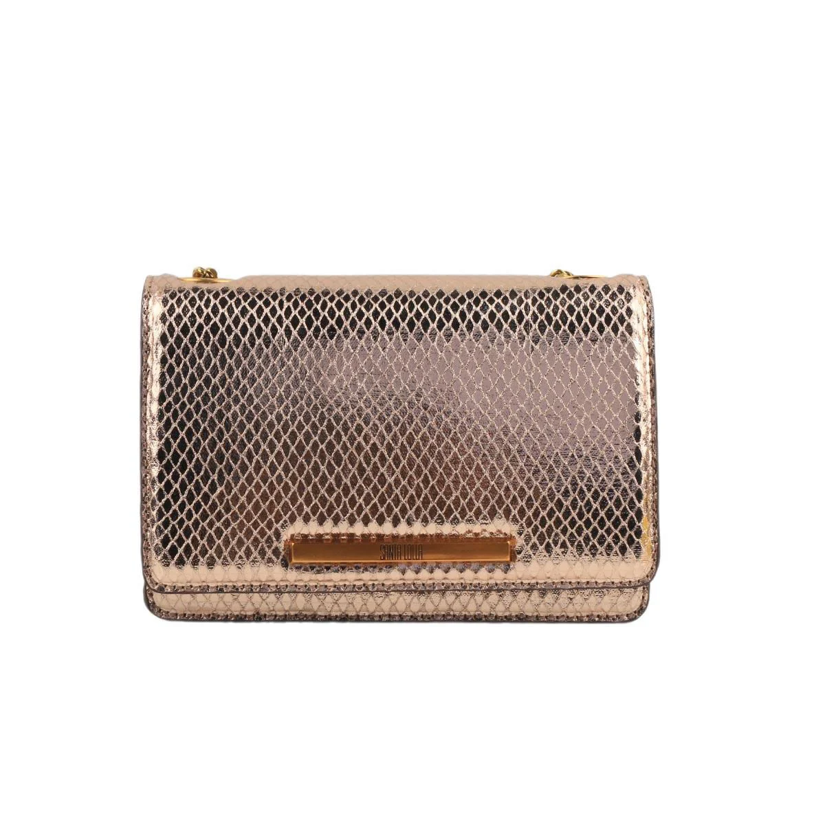 Bolsa Dourada Metalizada Snake Alça Corrente Transversal - vista 1 de 6
