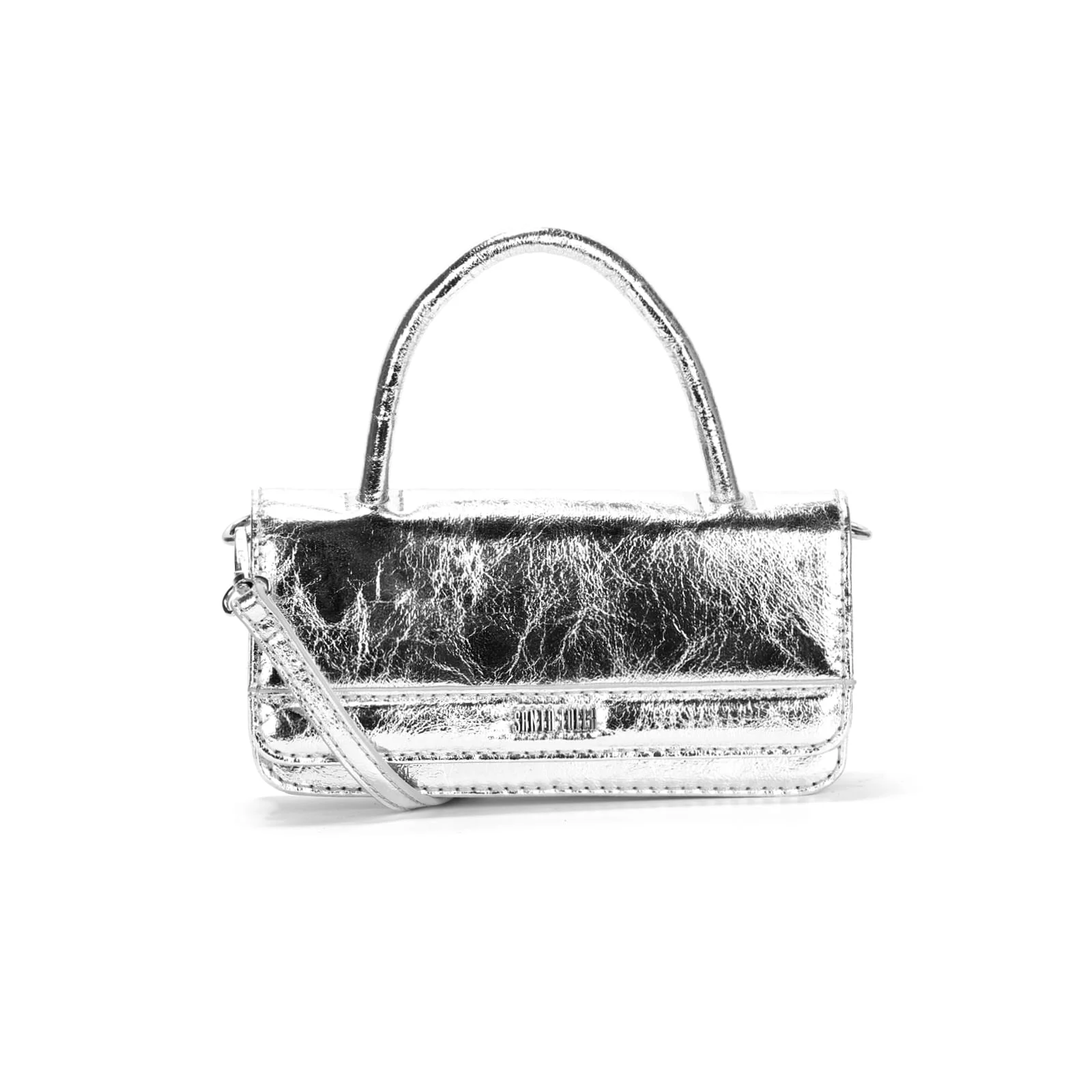 Bolsa Carteira Metal Crinkle Prata Duas Alças - vista 1 de 3
