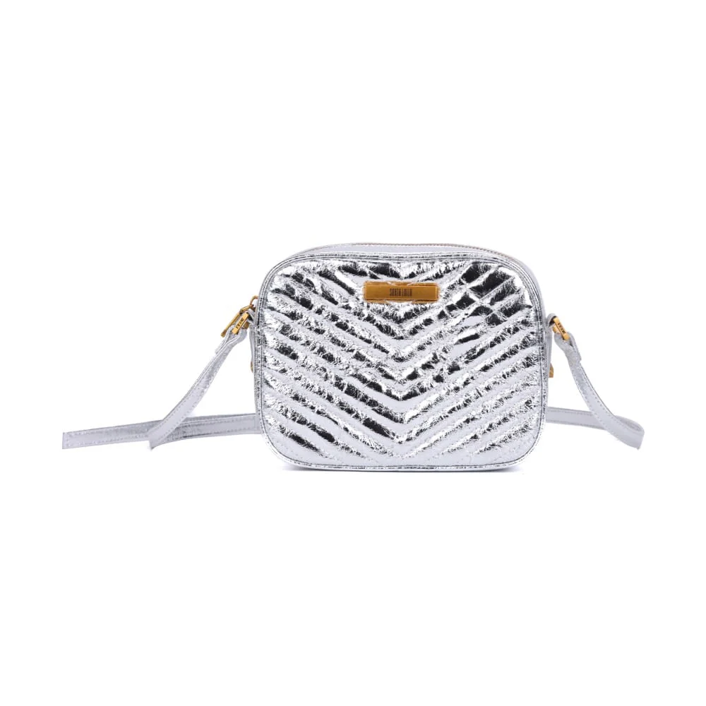 Bolsa Pequena Metalizada Crinkle Prata Alça Transversal - vista 1 de 7
