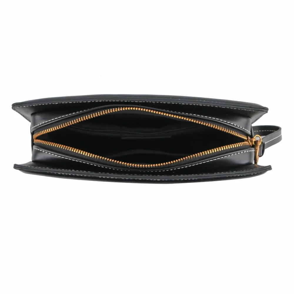 Clutch Tramado Preto Alça de Mão - vista 3 de 5