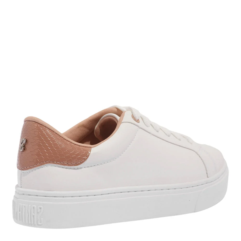 Tênis Floater Lux Branco E Rosa Recortes - vista 4 de 5