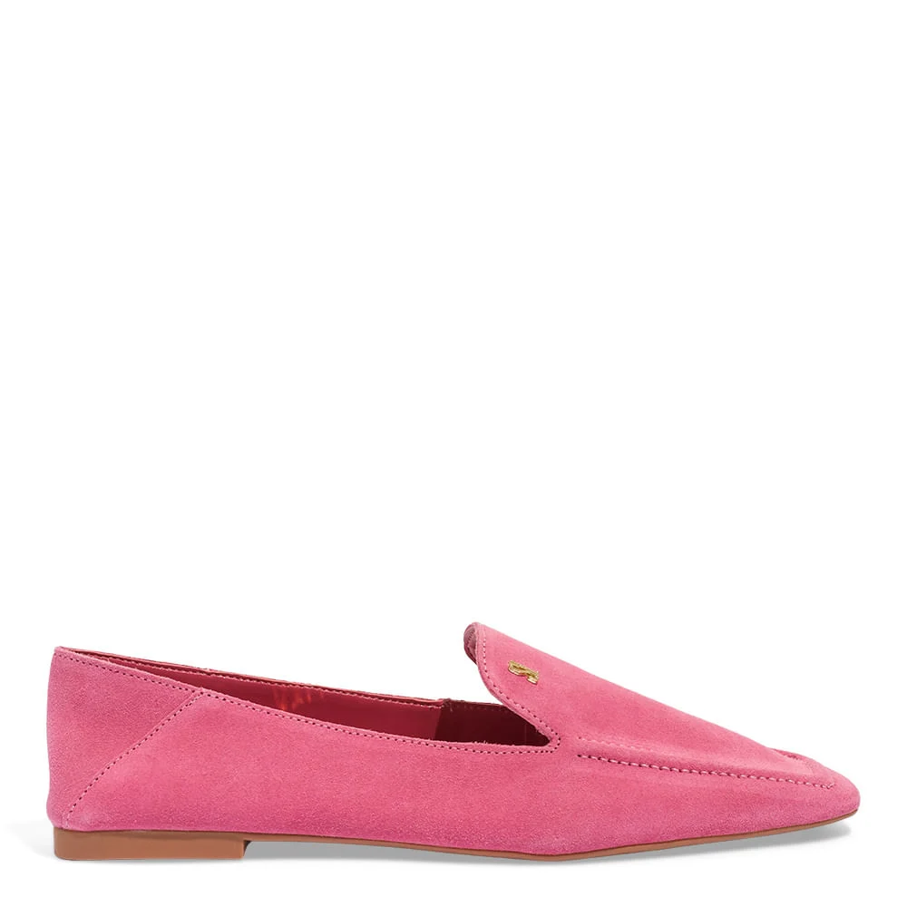 Mocassim Couro Camurça Bico Quadrado Rosa Pink - vista 1 de 5