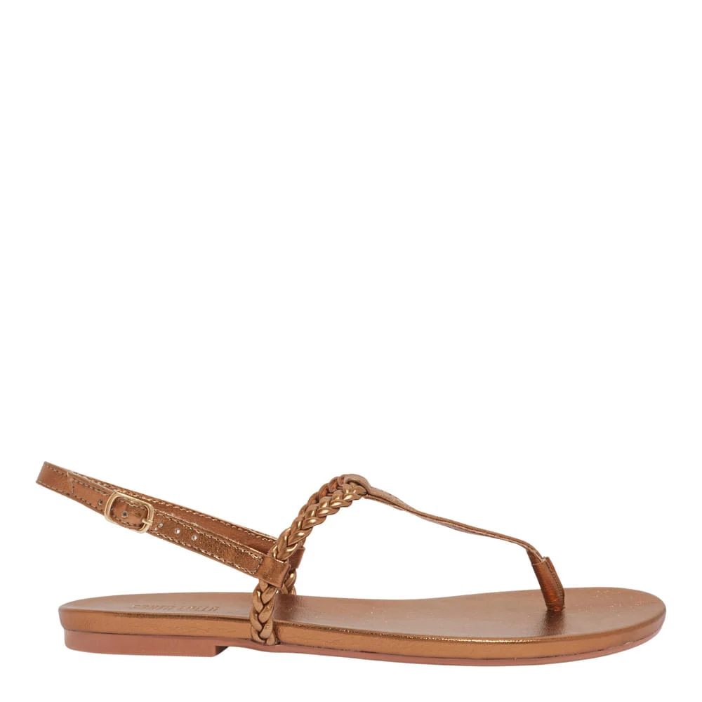 Rasteira Metalizada Soft Bronze Tira Trança - vista 1 de 4