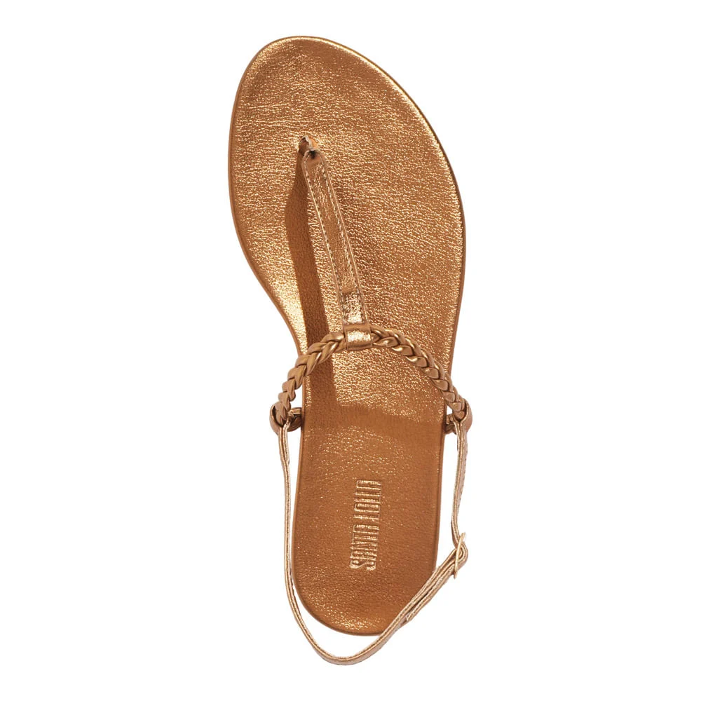 Rasteira Metalizada Soft Bronze Tira Trança - vista 3 de 4