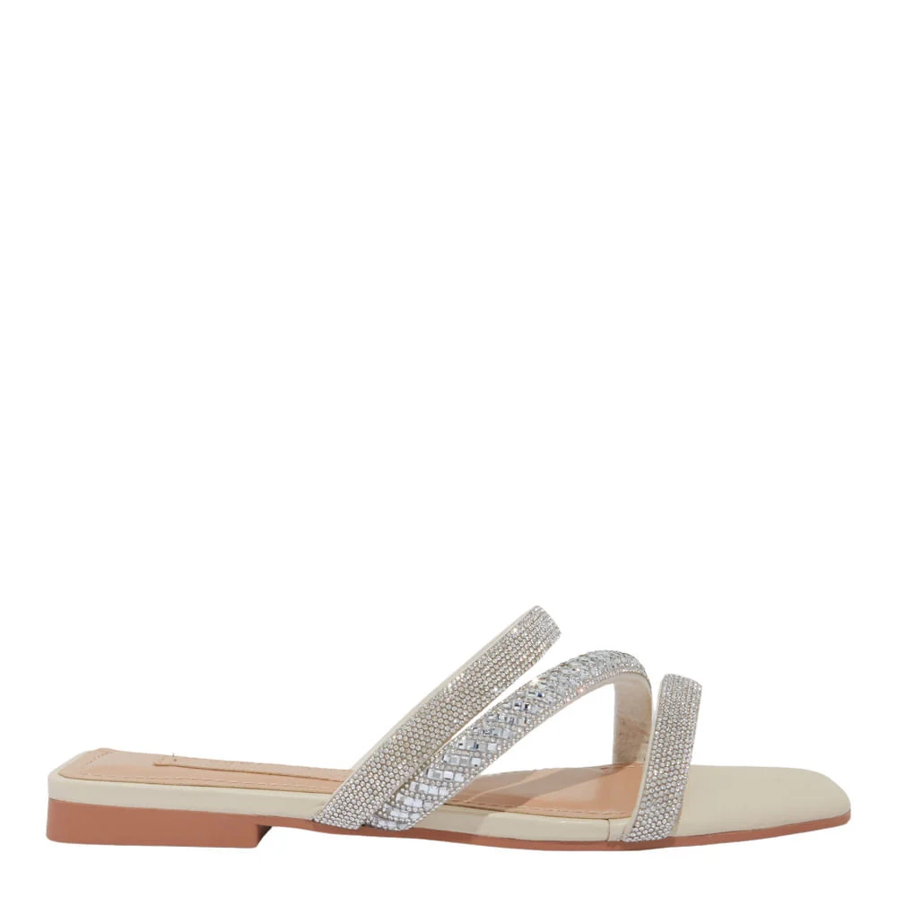 Rasteira Shiny Napa Soft Off White Bico Quadrado - vista 1 de 4