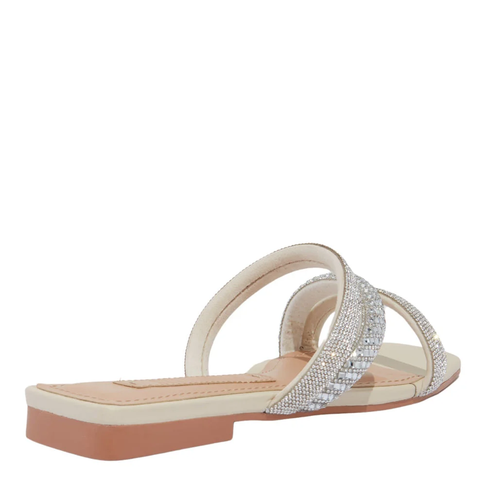 Rasteira Shiny Napa Soft Off White Bico Quadrado - vista 4 de 4