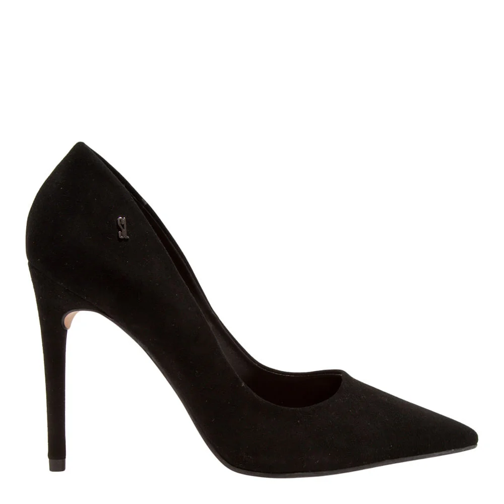 Scarpin Couro Camurça Premium Preto Salto Alto Bico Fino - vista 1 de 3