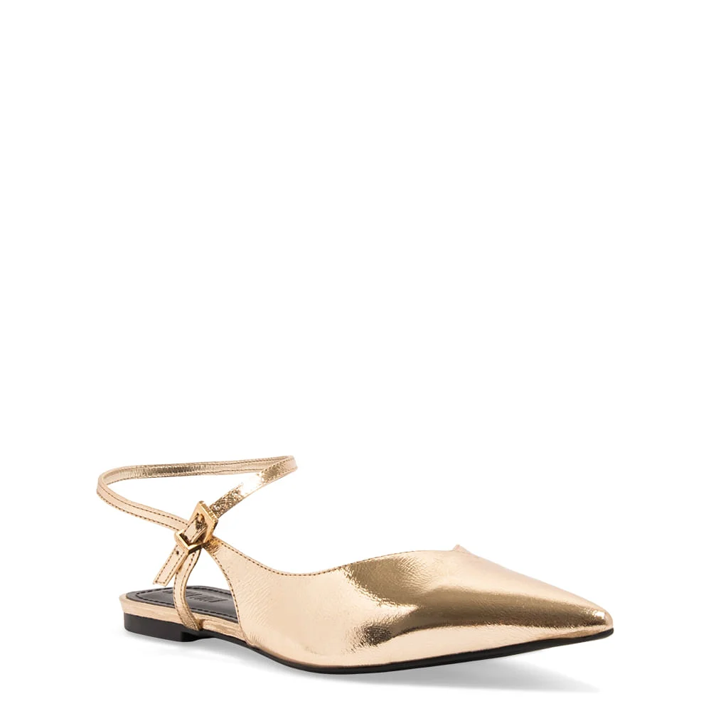 Sapatilha Specchio Bico Fino Dourada - vista 2 de 3