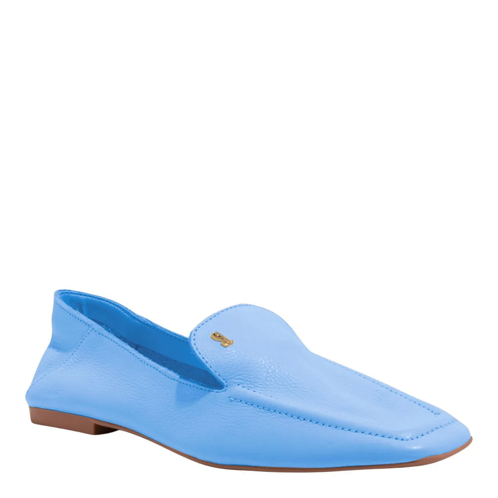 Mocassim Couro Floater Azul Bico Quadrado Ama - vista 4 de 7