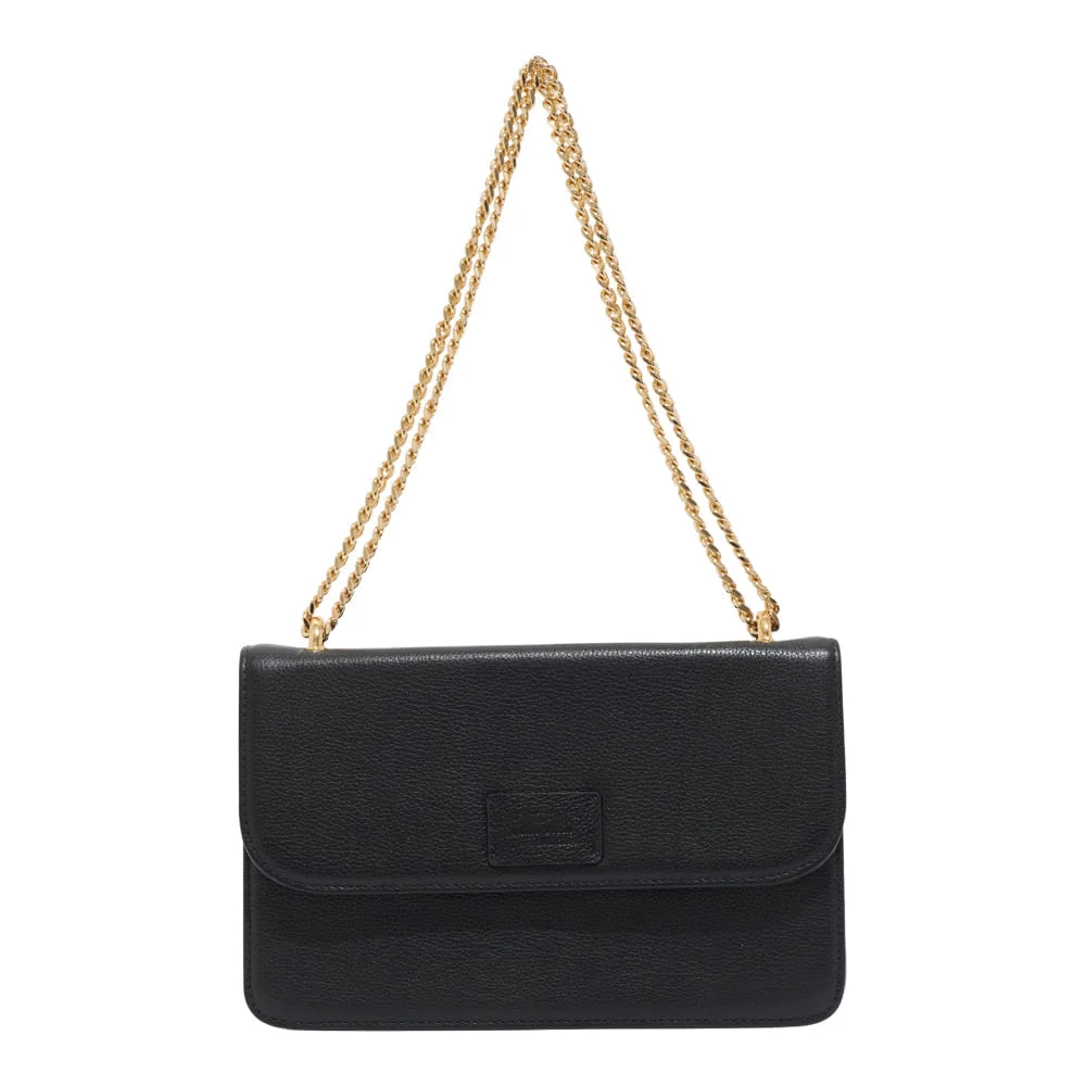 Bolsa Pequena Couro Floater Preto Alça de Ombro Corrente - vista 3 de 6
