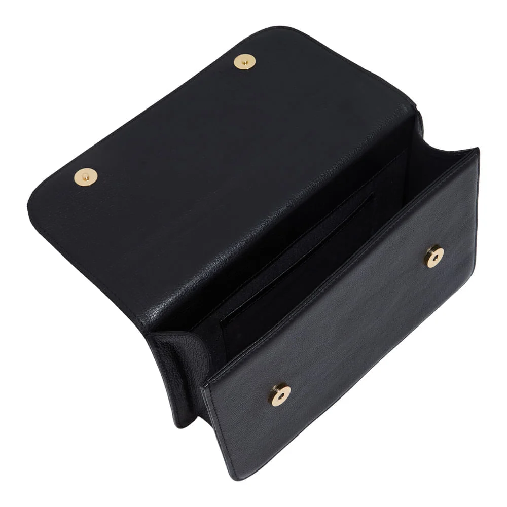 Bolsa Pequena Couro Floater Preto Alça de Ombro Corrente - vista 5 de 6