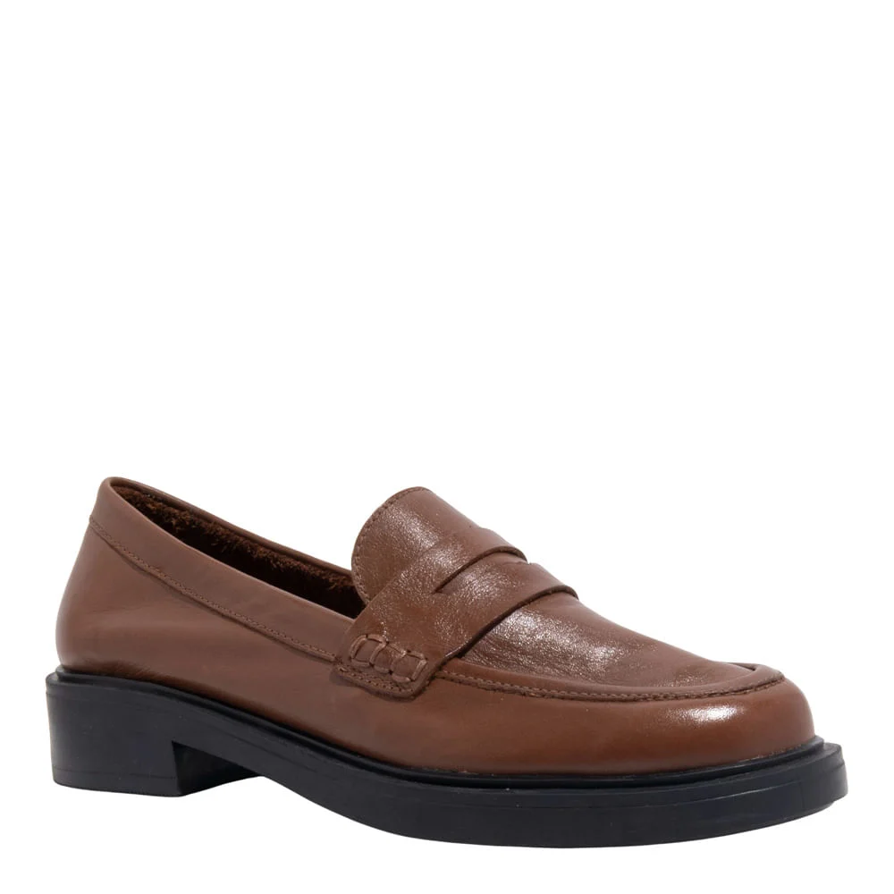 Mocassim Couro Marrom Safari Liso Salto Baixo - vista 2 de 4