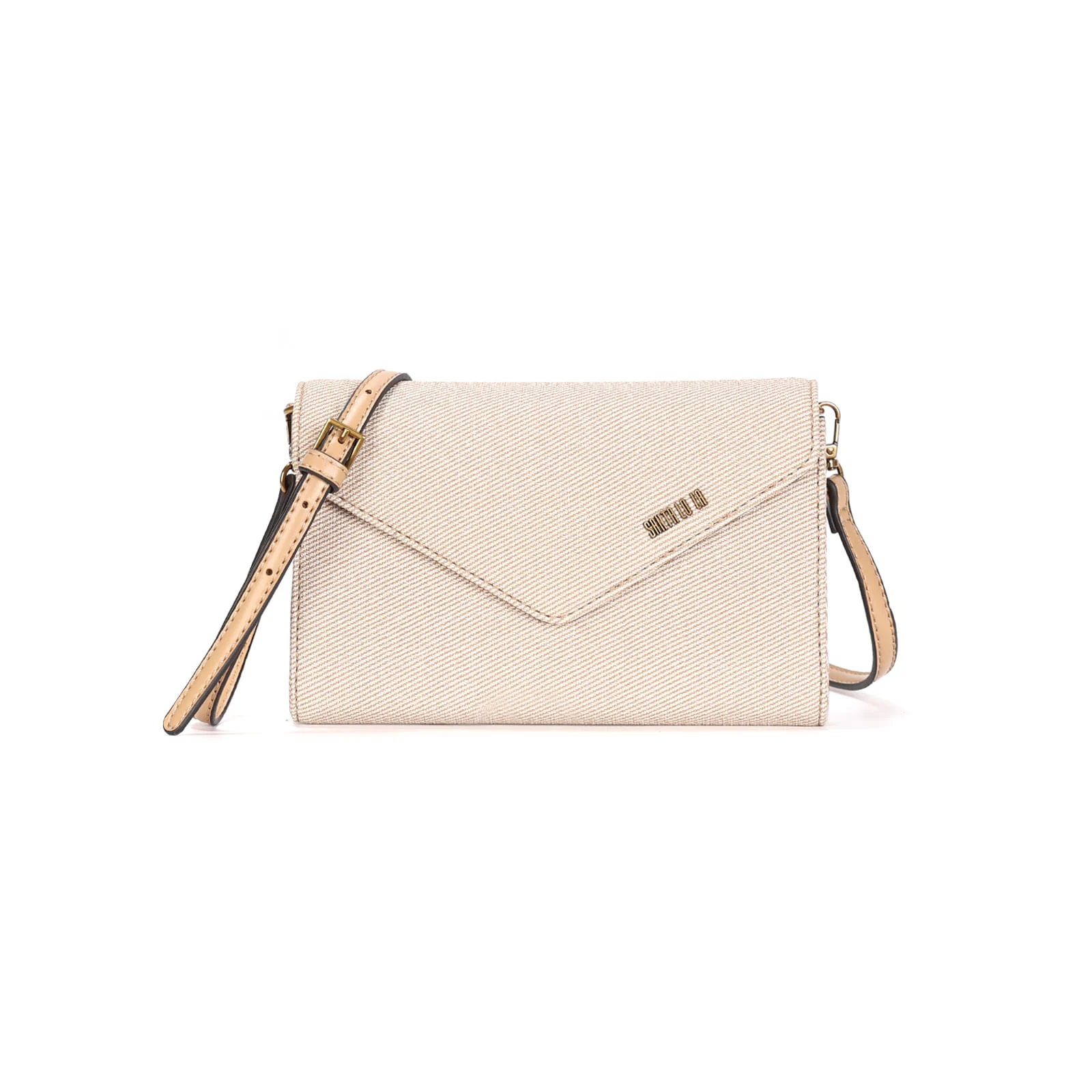 Bolsa Envelope Canvas Bege Alça Transversal - vista 1 de 3