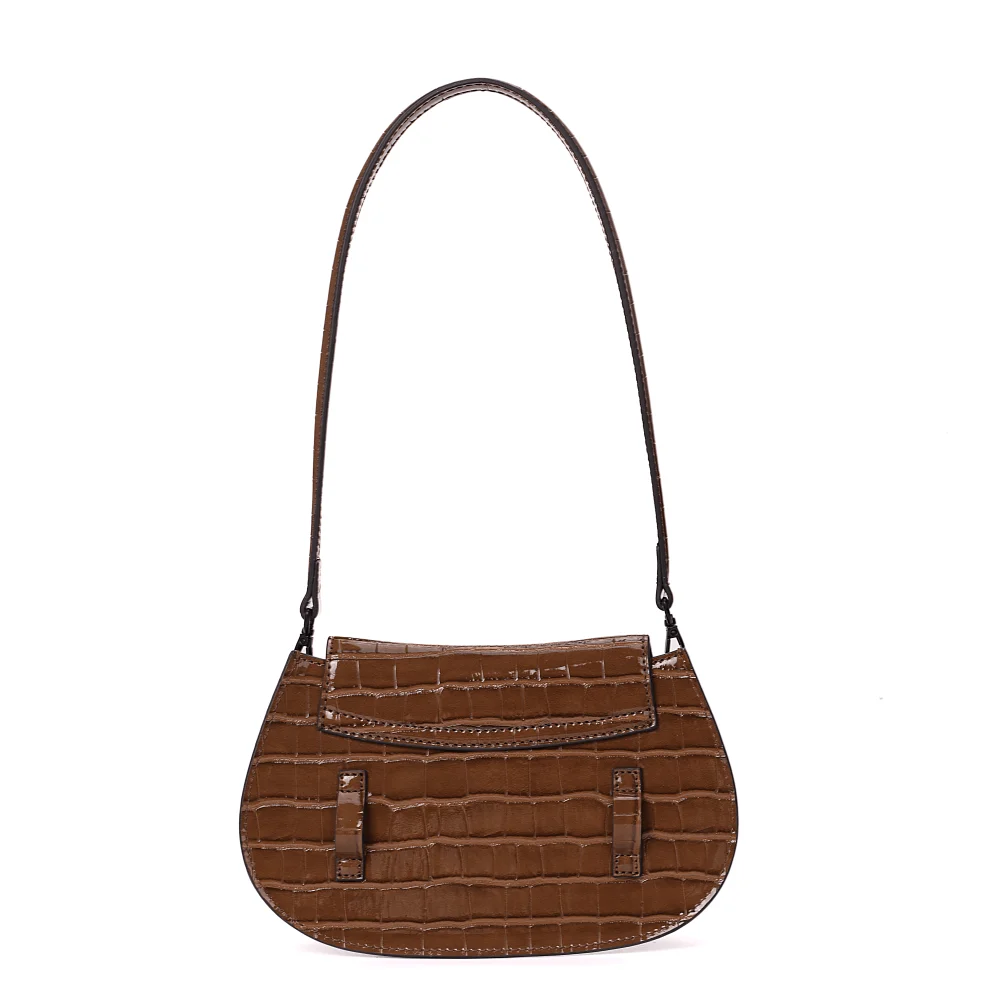 Bolsa Croco Marrom Alça De Ombro - vista 5 de 6