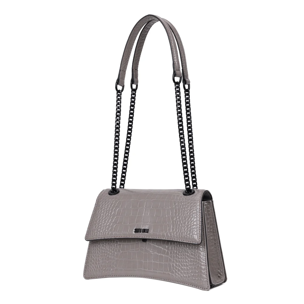 Bolsa Croco Cinza Alça De Ombro - vista 2 de 5