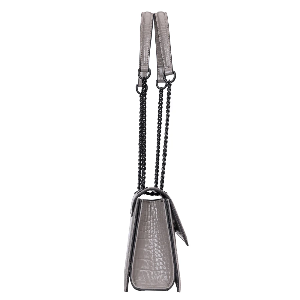 Bolsa Croco Cinza Alça De Ombro - vista 3 de 5