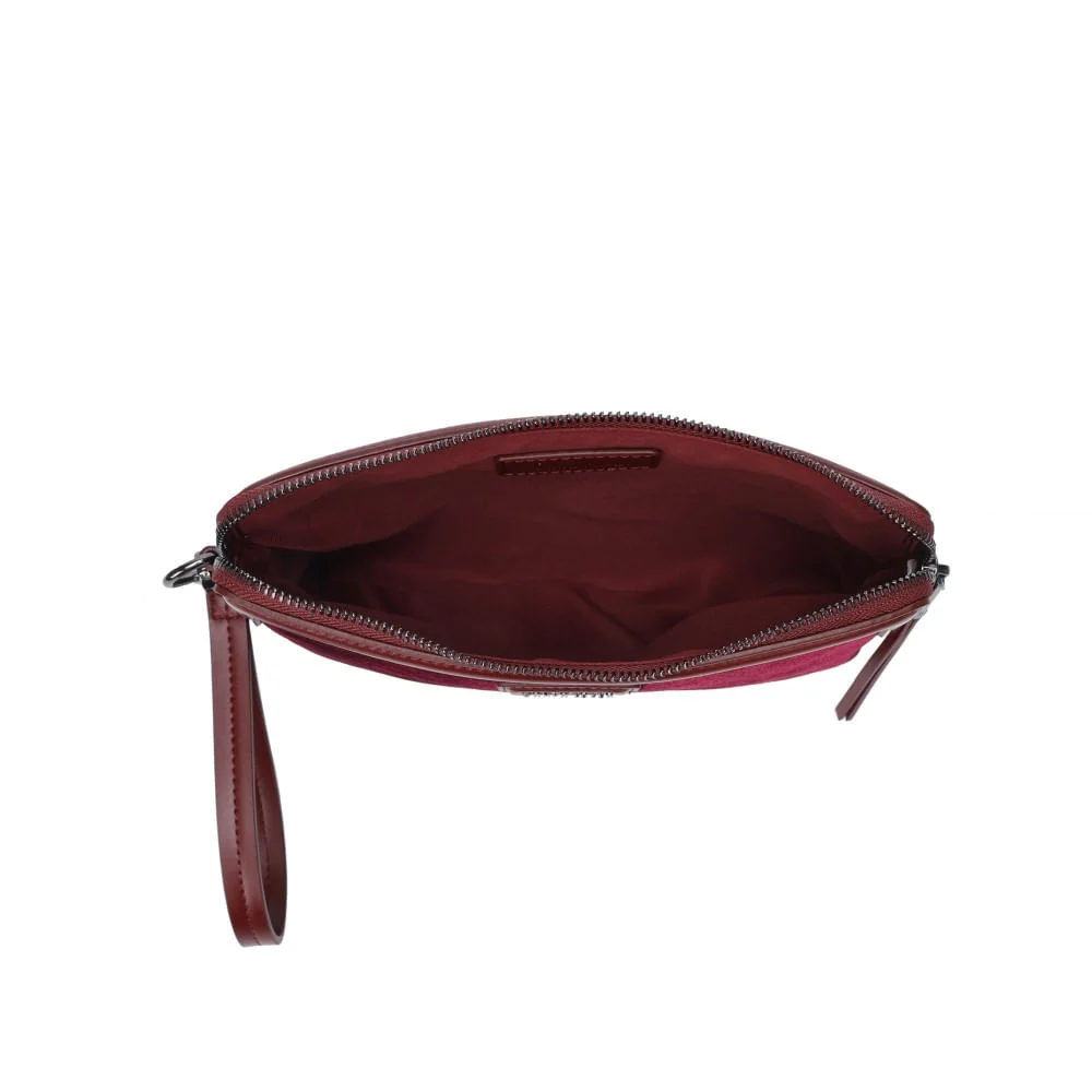 Clutch Veludo Vermelho Merlot Alça De Mão - vista 5 de 5