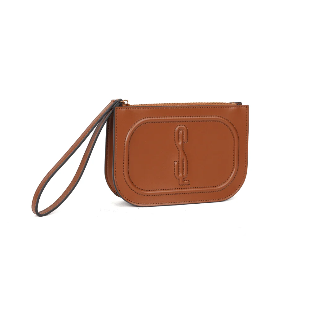 Clutch Soft Marrom Safari Alça De Mão - vista 2 de 6