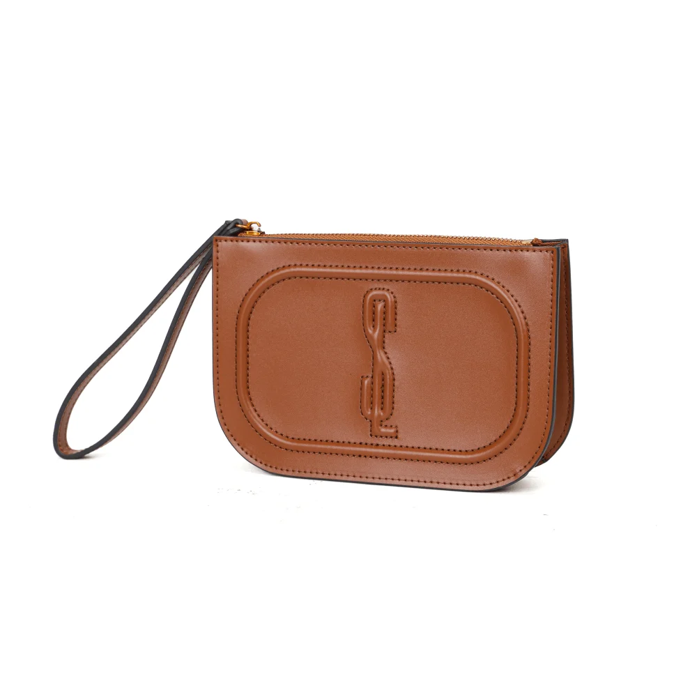 Clutch Soft Marrom Safari Alça De Mão - vista 3 de 6