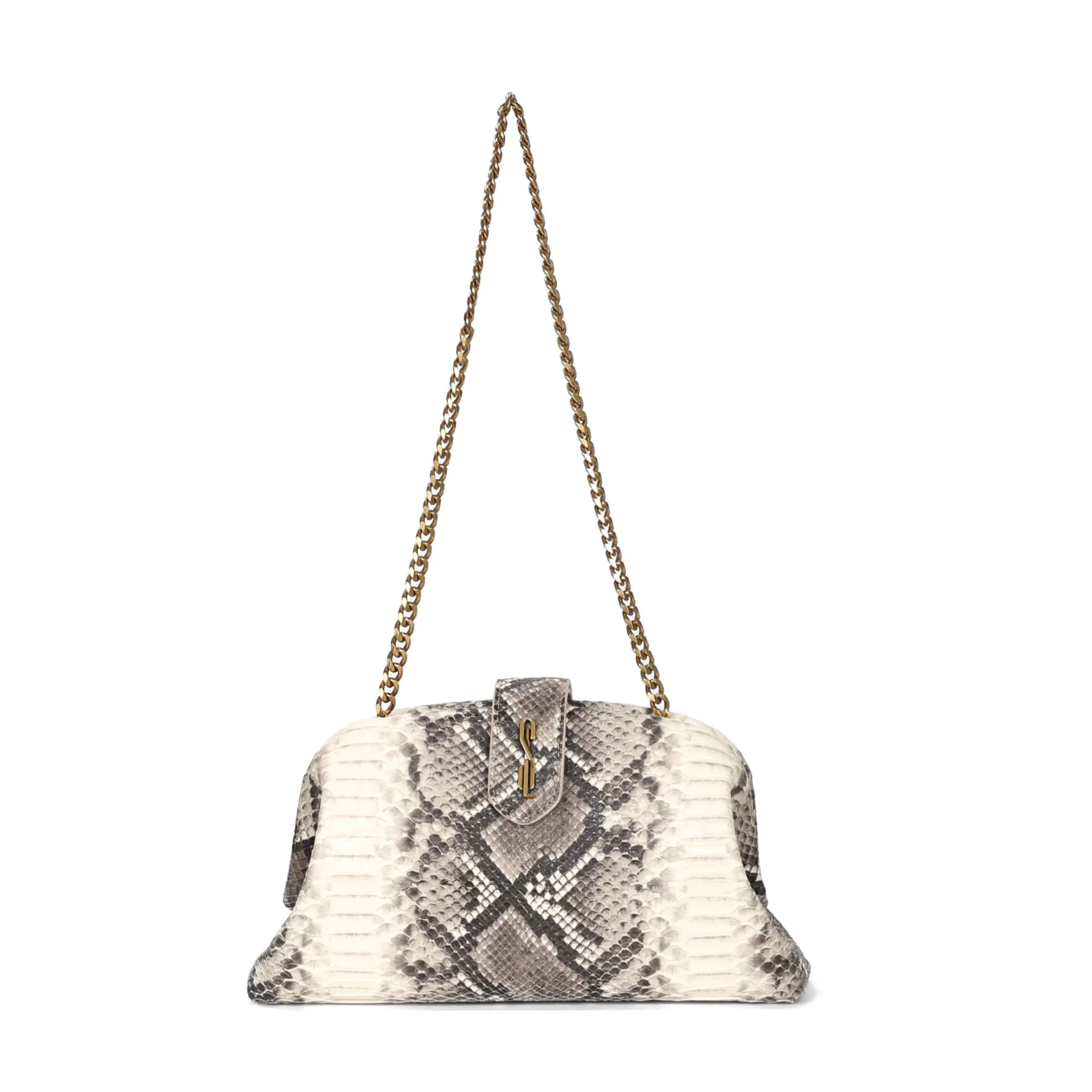 Bolsa Clutch Animal Print Estampa Cobra Bege Alça De Ombro - vista 1 de 3
