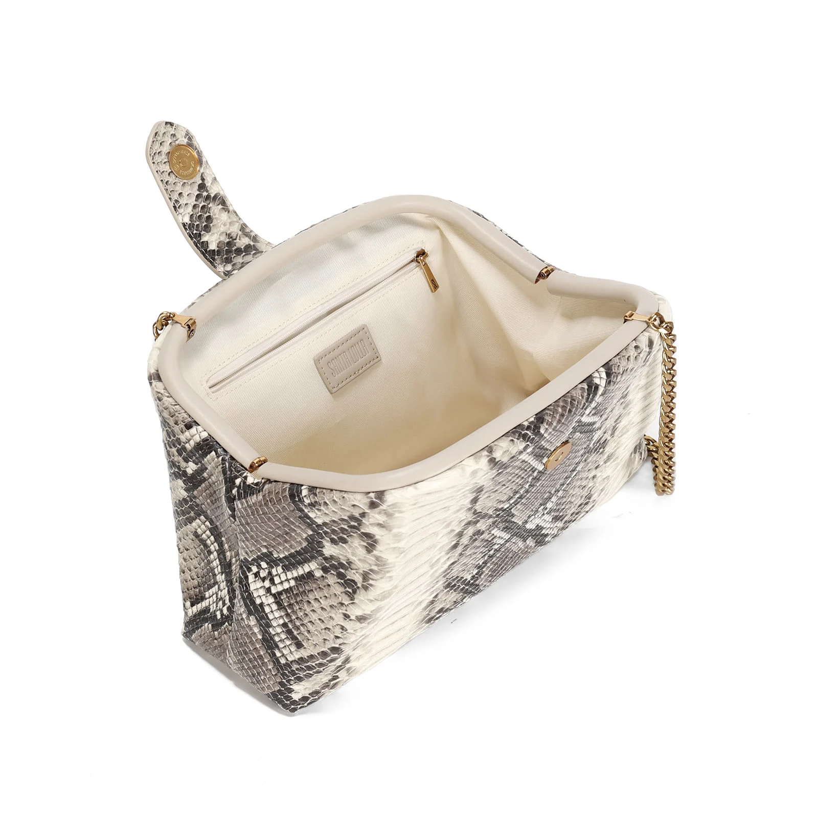 Bolsa Clutch Animal Print Estampa Cobra Bege Alça De Ombro - vista 3 de 3