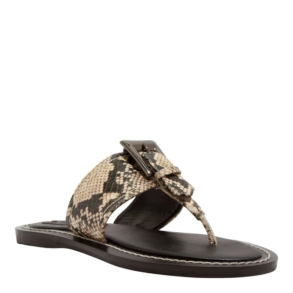 Rasteira Couro Animal Print Estampa Cobra - vista 3 de 6