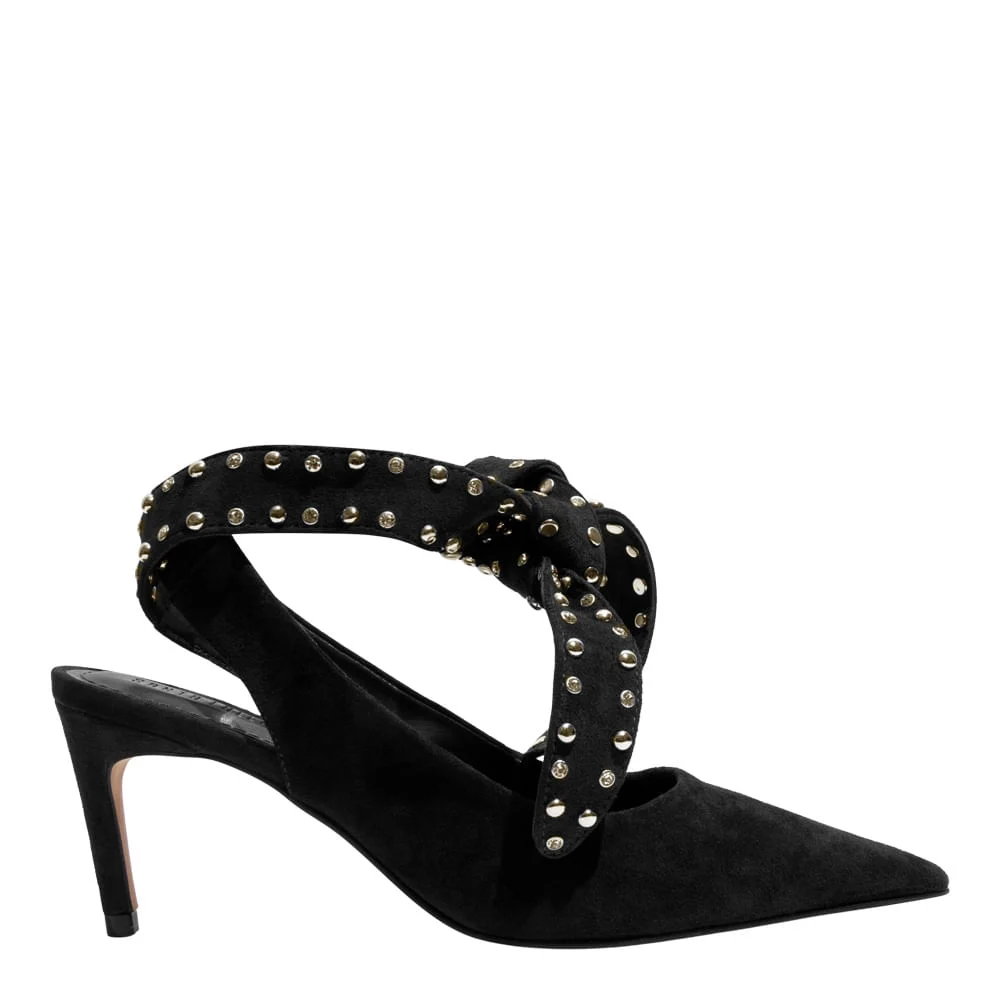 Scarpin Couro Camurça Premium Preto Bico Fino - vista 1 de 3