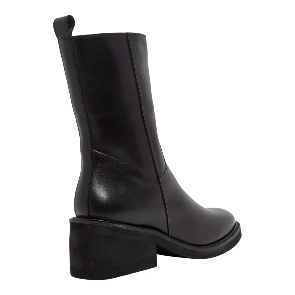 Bota Couro Confort Preto Salto Bloco - vista 3 de 3