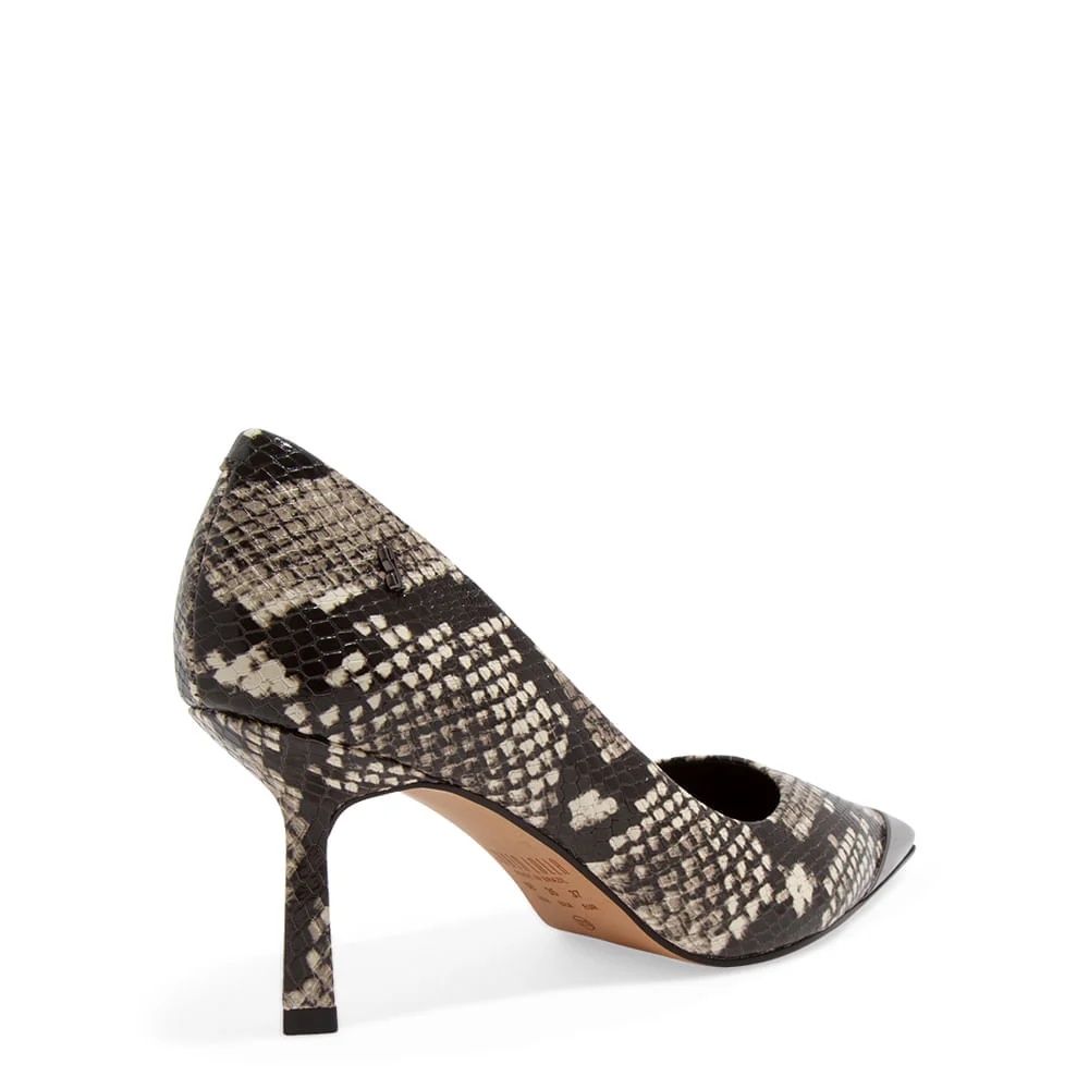 Scarpin Couro Animal Print Estampa Cobra Bico Fino Metalizado - vista 4 de 4