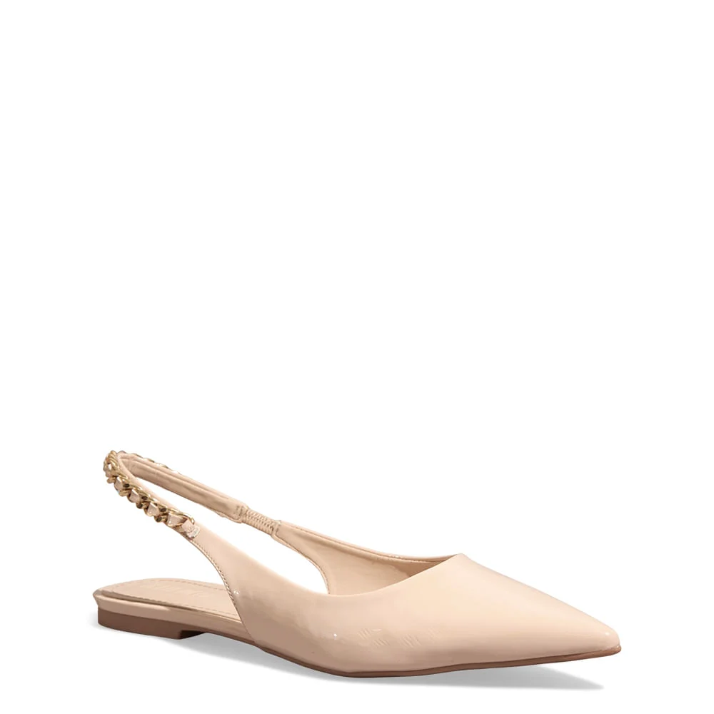 Sapatilha Slingback Verniz Anzeli Bege Clean - vista 2 de 4