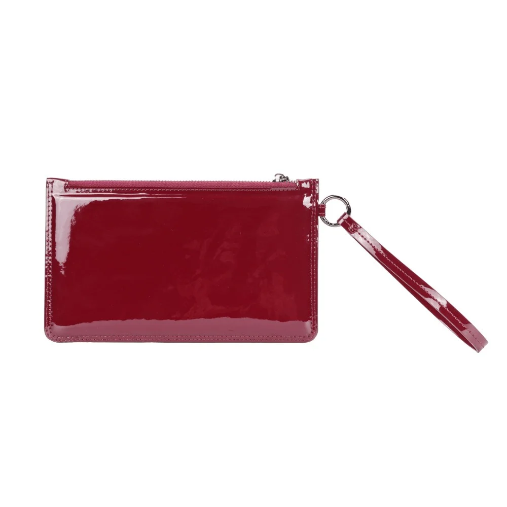 Clutch Pequena Verniz Vermelha Alça De Mão - vista 6 de 7
