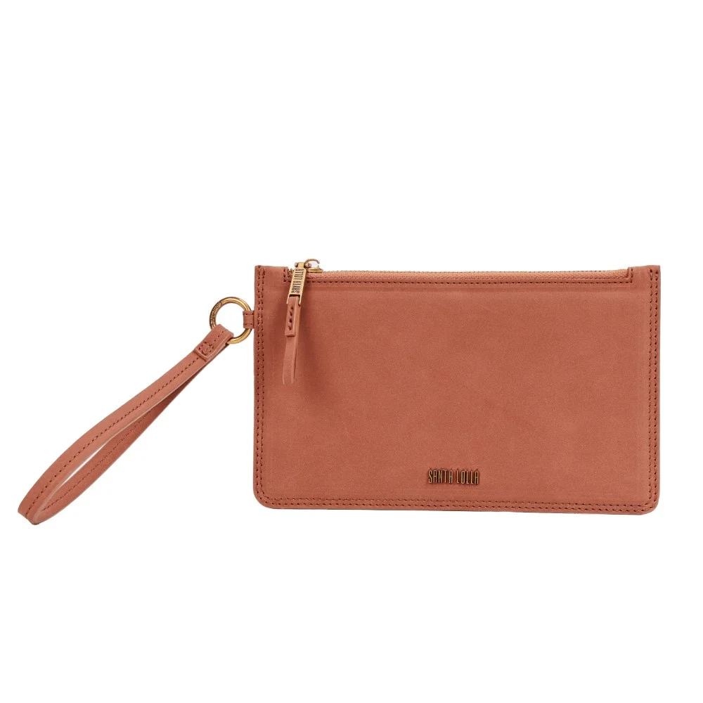 Clutch Pequena Camurça Marrom Alça De Mão - vista 1 de 8