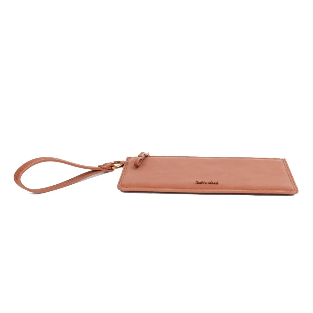 Clutch Pequena Camurça Marrom Alça De Mão - vista 6 de 8