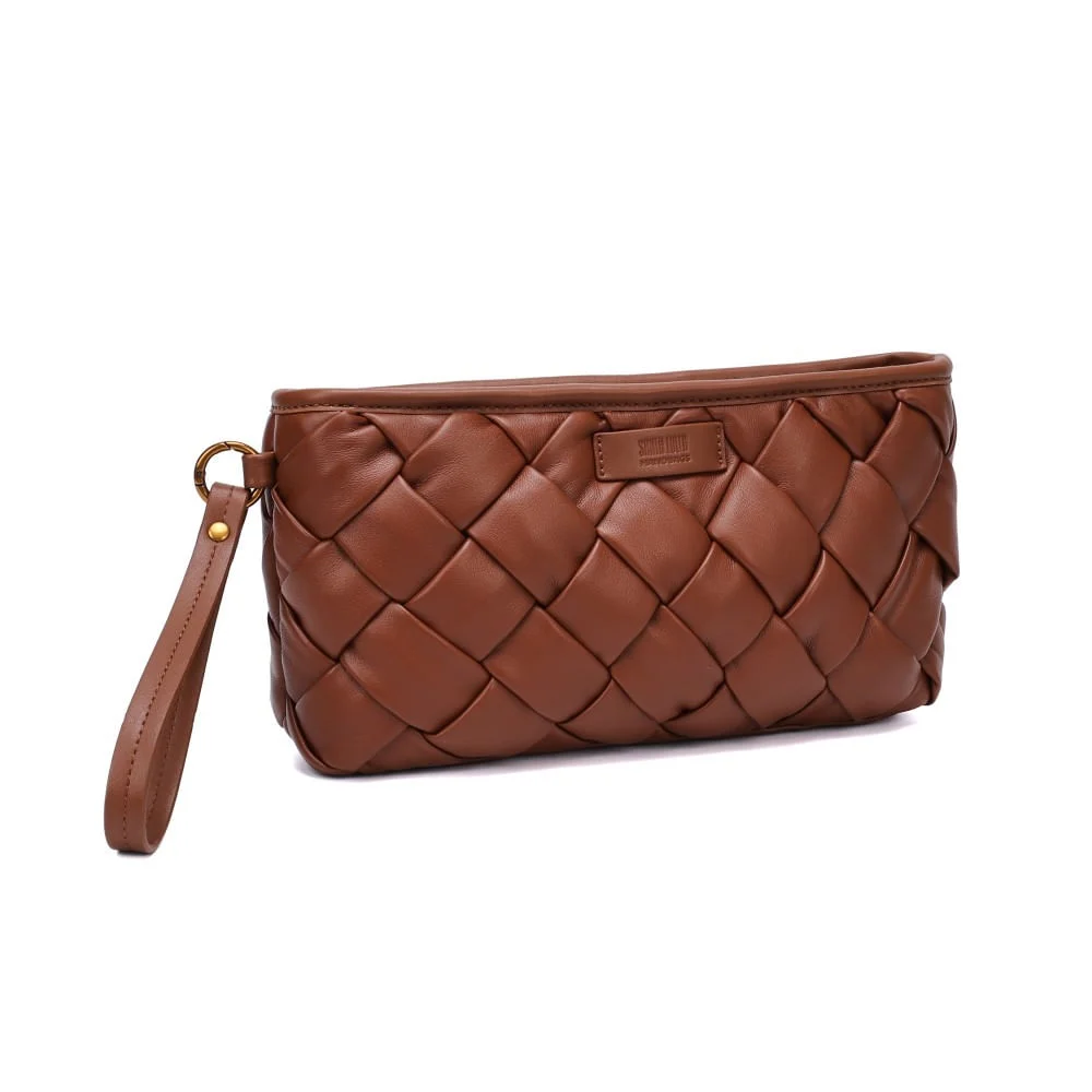 Clutch Pequena Soft Marroom Alça De Mão - vista 2 de 5
